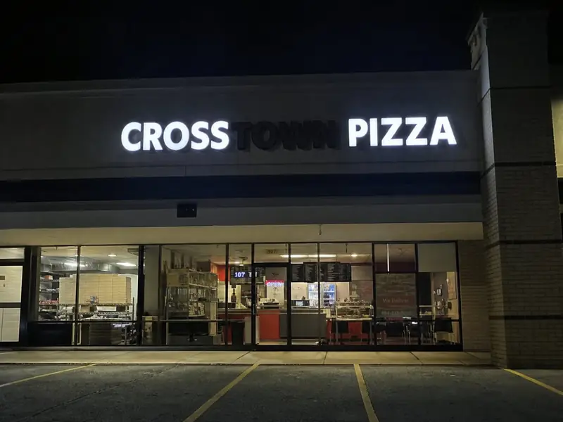 Exterior sign fully lit (fail)