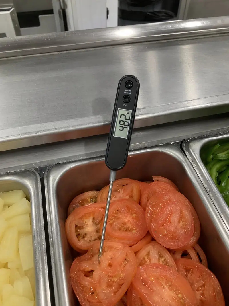 Make line rail product at or below 41°F (fail)
