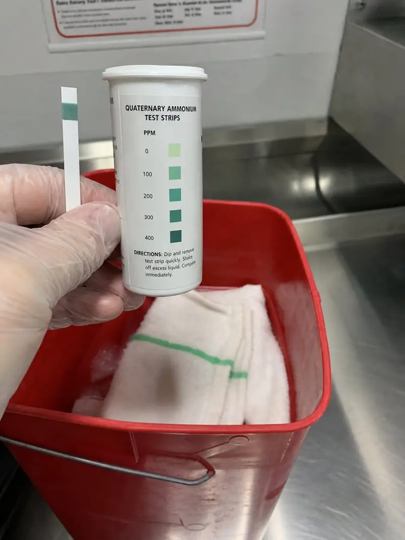 Sanitizer tested at correct concentration (pass)